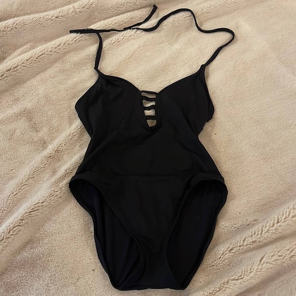 La Blanca black one piece , tie around neck - Picture 2 of 8